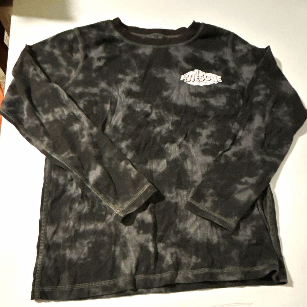 Thereabouts Boys Tie-Dye Long Sleeve Crew Neck T-Shirt, Black Gray: Size 14-16